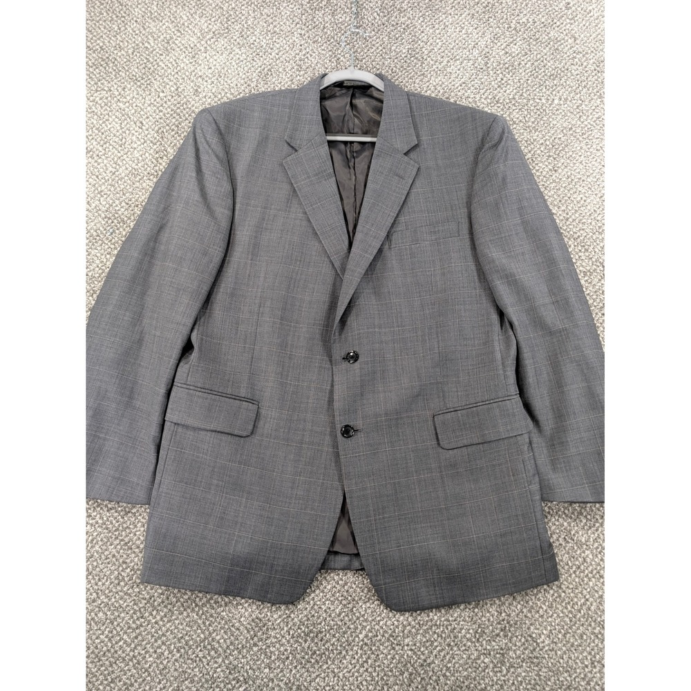 Jos. A Bank Mens 46R Grey Glen Plaid 100% Wool 2-Button Blazer Sport Coat Jacket